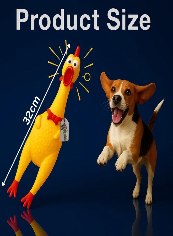 Western Era Squeaky Chicken Dog Toy 32CM | Rubber Rooster Shaped Interactive Chew Toy for Dogs & Puppies | Built-in Squeaker for Fetch & Training | Textured Surface for Teeth Cleaning | Funny Dog Toy - Image 3